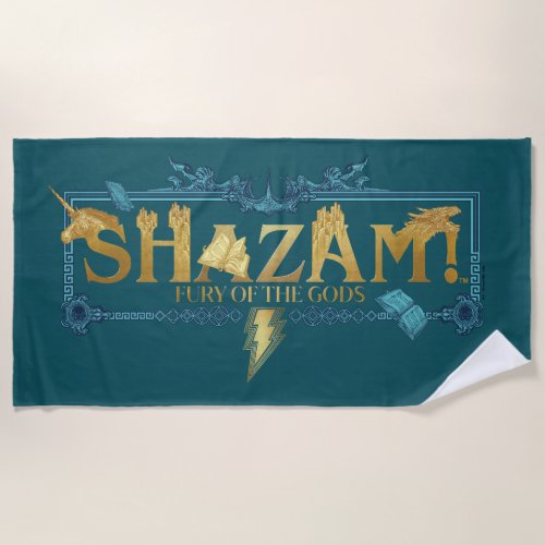 SHAZAM Fury of the Gods  Mythical Logo Beach Towel