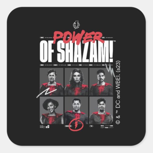 SHAZAM Fury of the Gods  Power of SHAZAM Group Square Sticker