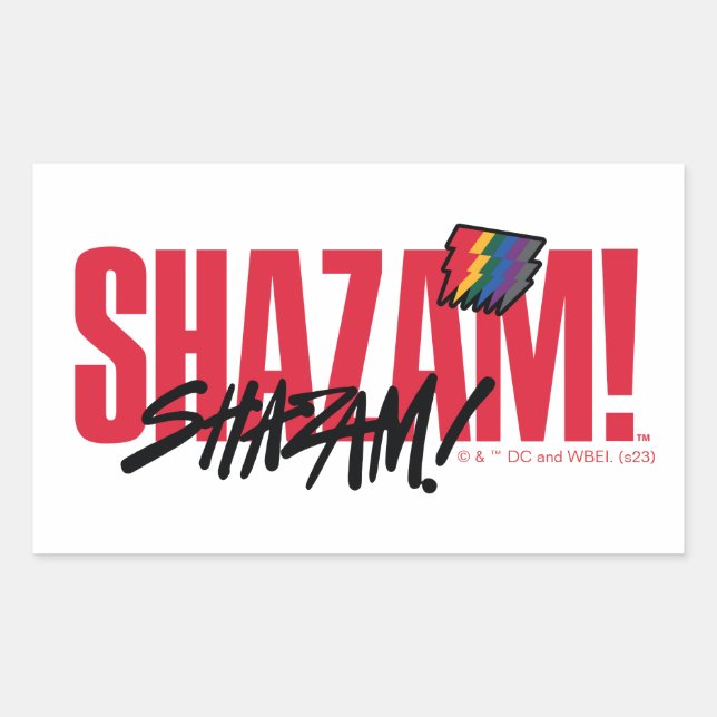 SHAZAM! Fury of the Gods | Rainbow Bolts Logo Rectangular Sticker (Front)