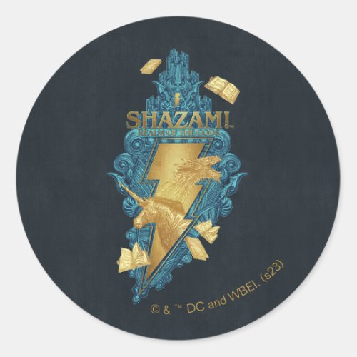 SHAZAM Fury of the Gods  Realm of the Gods Logo Classic Round Sticker