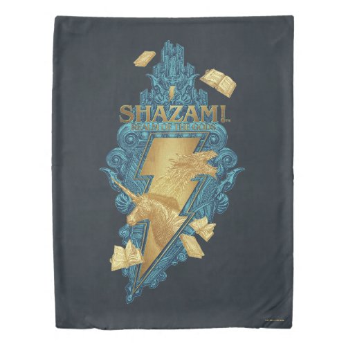 SHAZAM Fury of the Gods  Realm of the Gods Logo Duvet Cover
