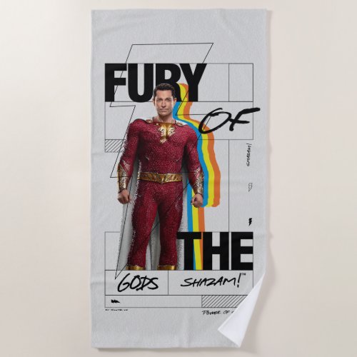 SHAZAM Fury of the Gods  Retro Album Style Art Beach Towel