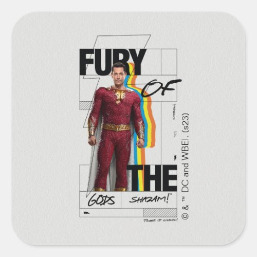 SHAZAM Fury of the Gods  Retro Album Style Art Square Sticker