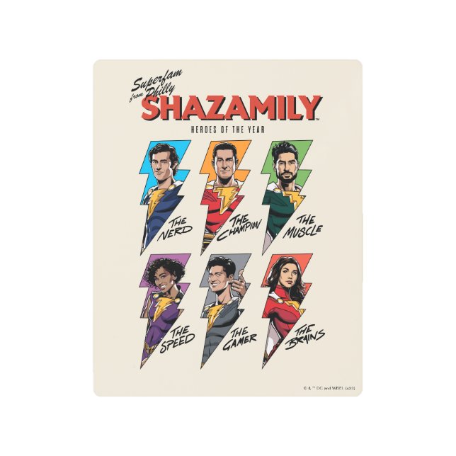 SHAZAM! Fury of the Gods | SHAZAMily Comic Bolts Metal Print (Front)