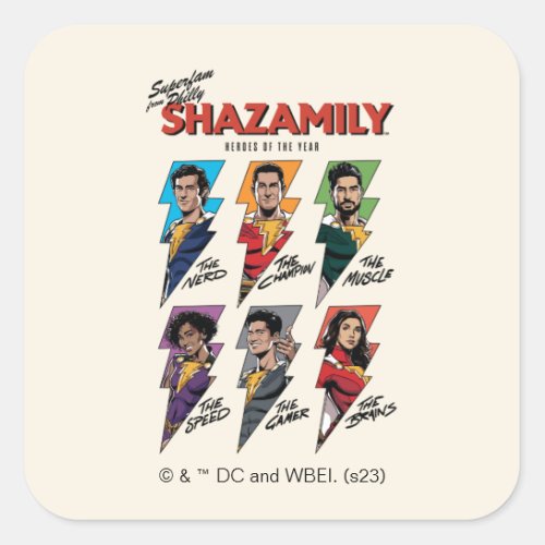 SHAZAM Fury of the Gods  SHAZAMily Comic Bolts Square Sticker