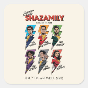 SHAZAM! Fury of the Gods SHAZAMily Comic Bolts Square Sticker