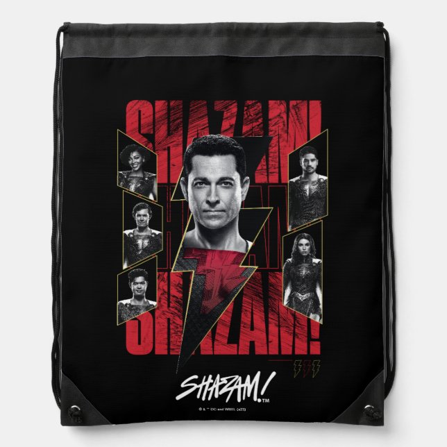 SHAZAM! Fury of the Gods | SHAZAMily Group Drawstring Bag (Front)