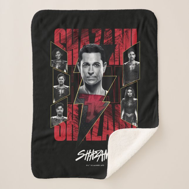 SHAZAM! Fury of the Gods | SHAZAMily Group Sherpa Blanket (Front)