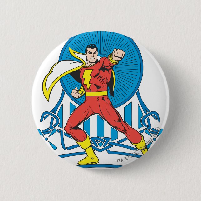 SHAZAM in Fight Stance Button (Front)