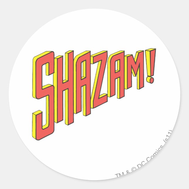 Shazam Logo Red/Yellow Classic Round Sticker (Front)