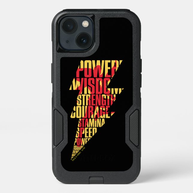 SHAZAM! | Shazam Abilities Lightning Graphic Otterbox iPhone Case (Back)