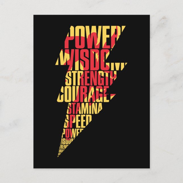SHAZAM! | Shazam Abilities Lightning Graphic Postcard (Front)