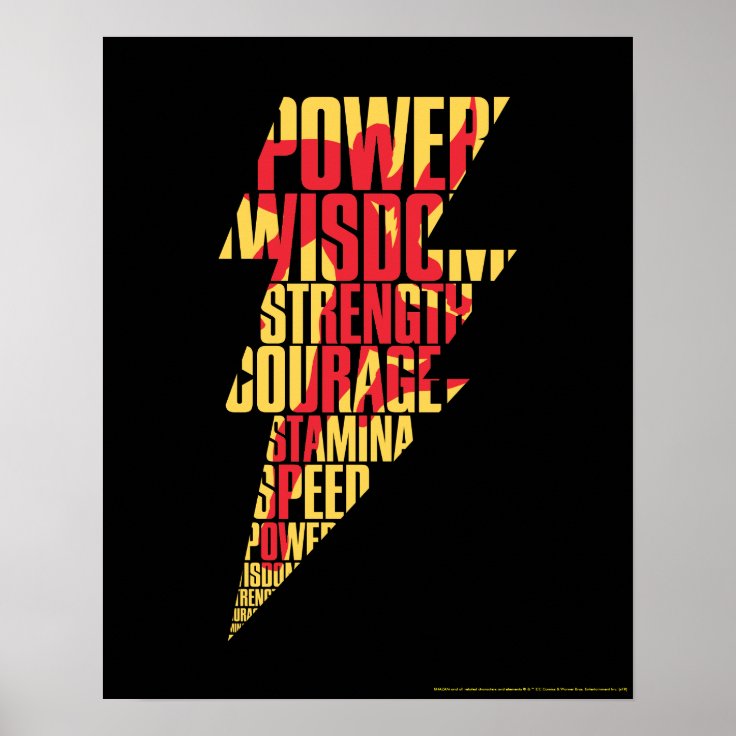 SHAZAM! | Shazam Abilities Lightning Graphic Poster | Zazzle