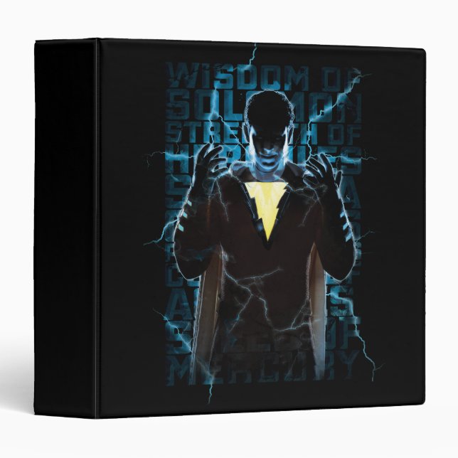 SHAZAM! | Shazam & Abilities Lightning Typography 3 Ring Binder (Front/Spine)