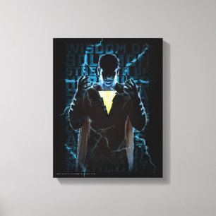 SHAZAM! Shazam & Abilities Lightning Typography Canvas Print