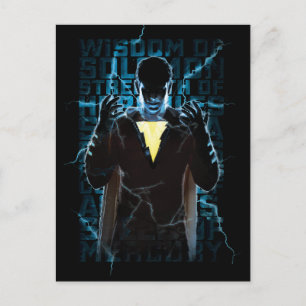 SHAZAM! Shazam & Abilities Lightning Typography Postcard