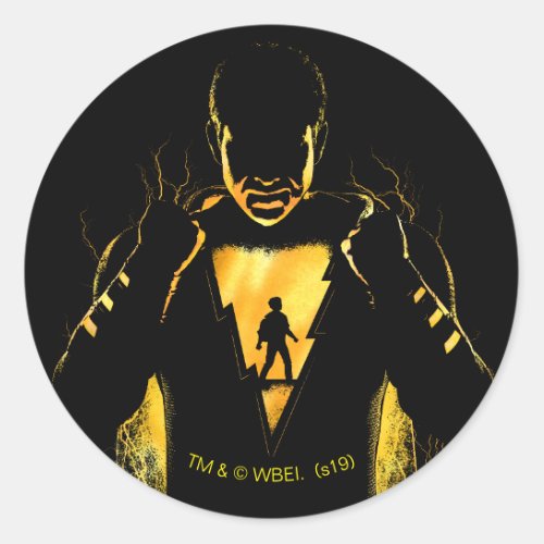 SHAZAM  Shazam and Billy Lightning Silhouette Classic Round Sticker