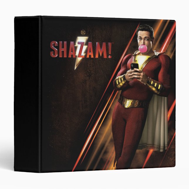 SHAZAM! | Shazam Blowing Bubble Gum 3 Ring Binder (Front/Spine)