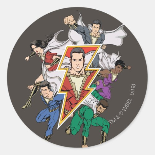 SHAZAM  Shazam Family Graphic Classic Round Sticker