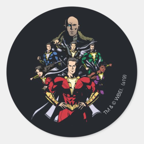 SHAZAM  Shazam Family Vs Dr Sivana Classic Round Sticker