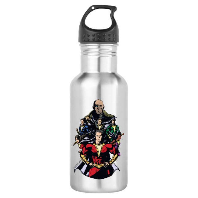 SHAZAM! | Shazam Family Vs. Dr. Sivana Stainless Steel Water Bottle (Front)