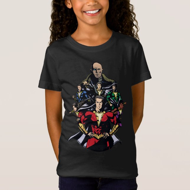 SHAZAM! | Shazam Family Vs. Dr. Sivana T-Shirt (Front)