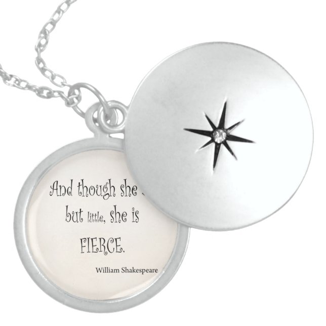 She Be But Little She is Fierce Shakespeare Quote Locket Necklace (Front)