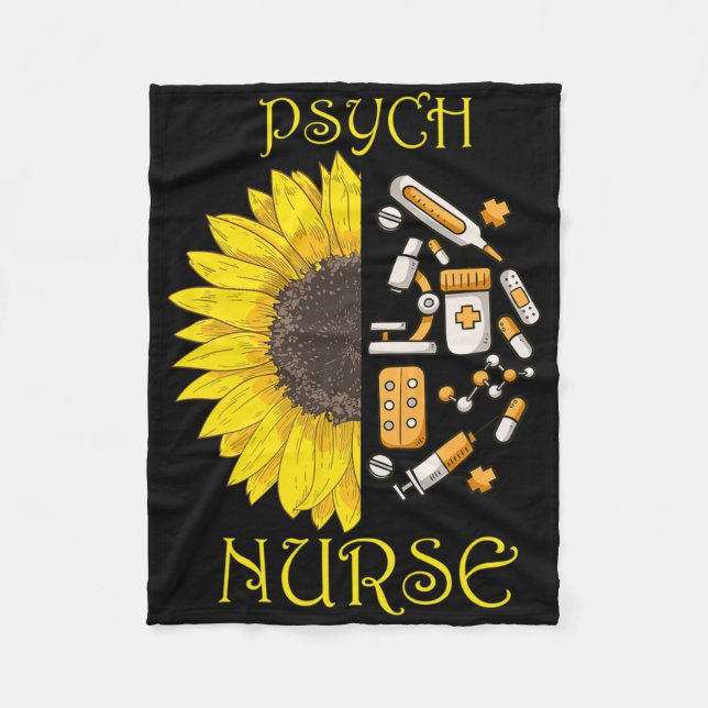 She Became A Psych Nurse Psychiatric Nursing Menta Fleece Blanket (Front)