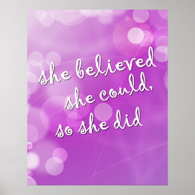 "She Believed.." Motivational Poster for Girl (Front)