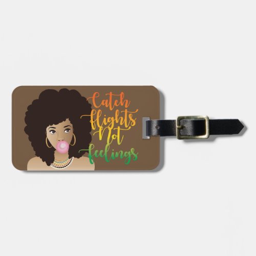 She Believed She Could Black Woman Gum Brown Luggage Tag