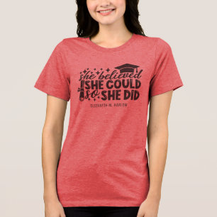 She Believed She Could Custom Tri-Blend Shirt