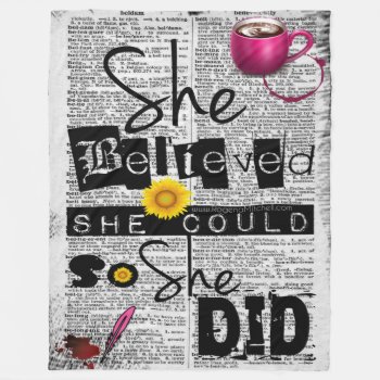 She Believed She Could (dictionary) - Plush Large Fleece Blanket by RMJJournals at Zazzle
