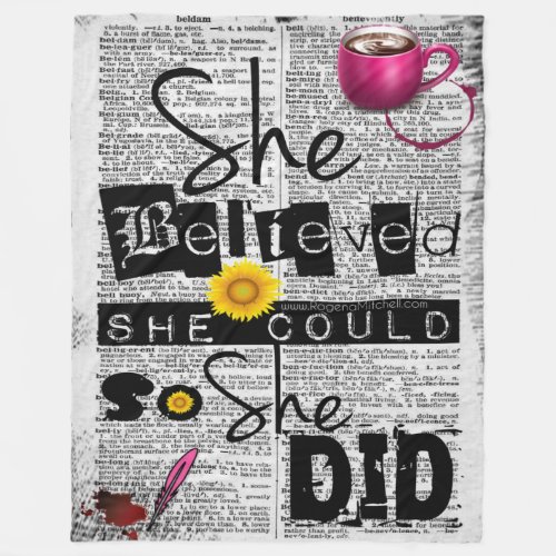She Believed She Could Dictionary _ PLUSH Large Fleece Blanket