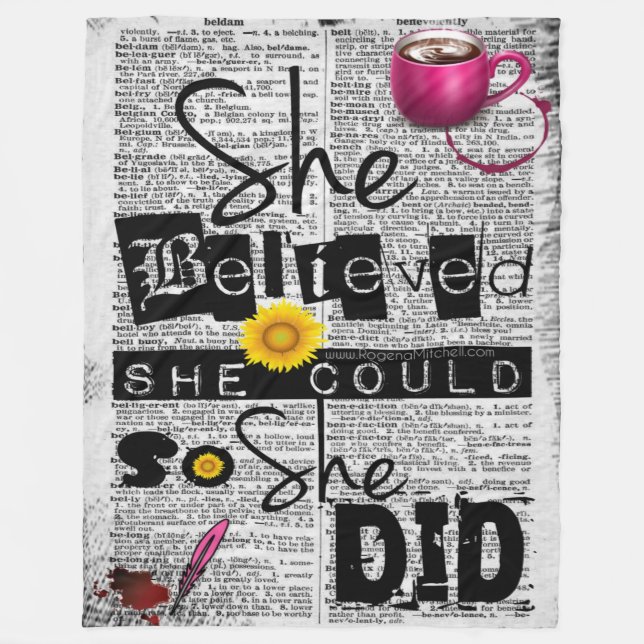 She Believed She Could (Dictionary) - PLUSH Large Fleece Blanket (Front)