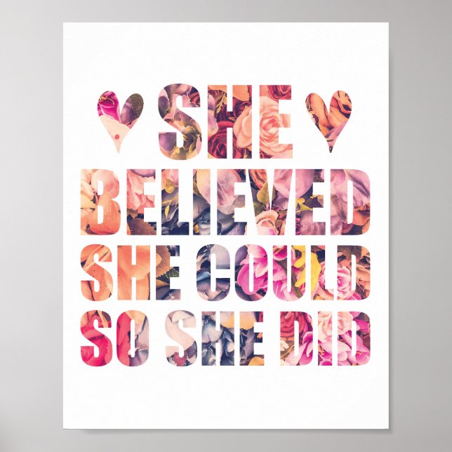 She Believed She Could Female Inspirational Quote Poster (Front)