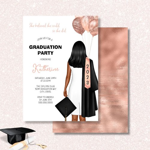 She Believed She Could Girl Graduation Party Invitation