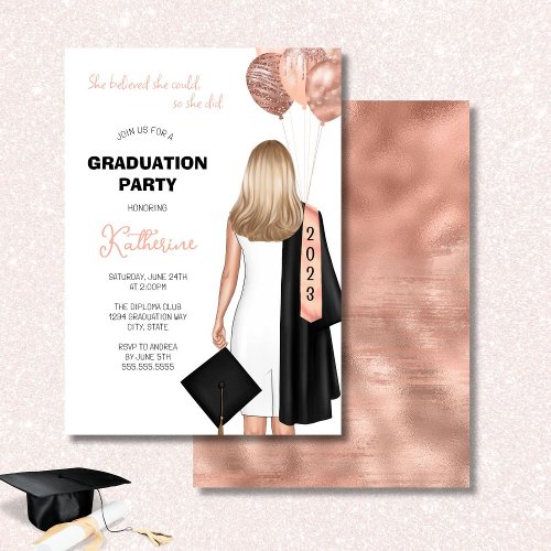 She Believed She Could Girl Graduation Party Invitation