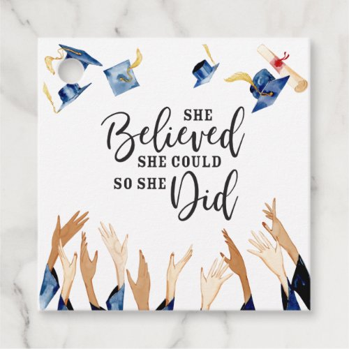 She Believed She Could Graduation Caps Favor Tags