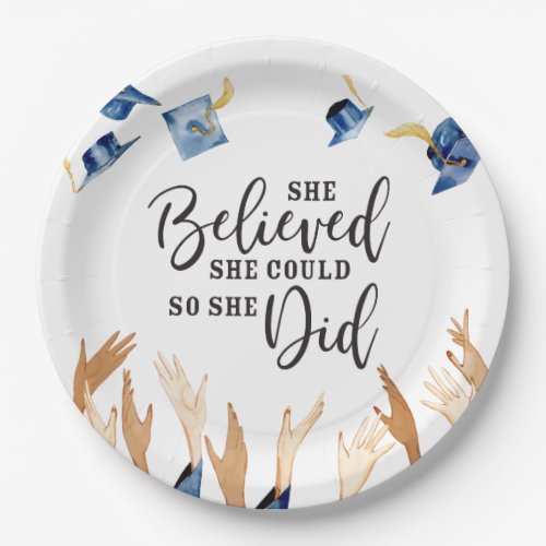 She Believed She Could Graduation Caps  Paper Plates