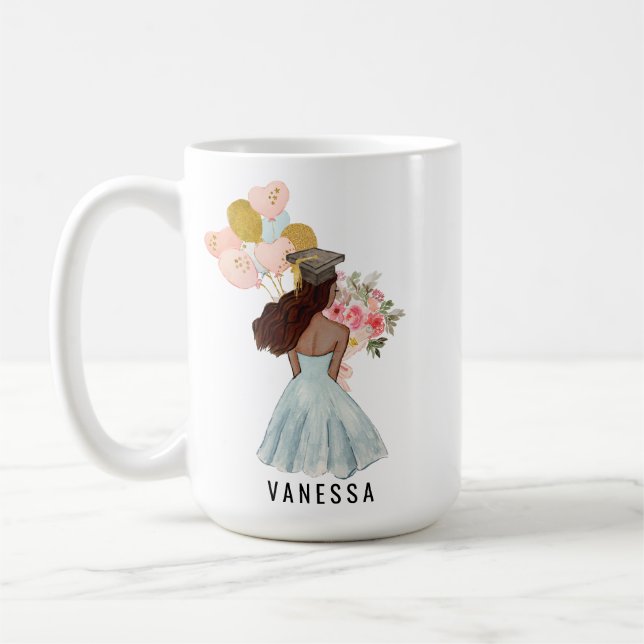 She Believed She Could Graduation Dark skin Girl Coffee Mug (Left)