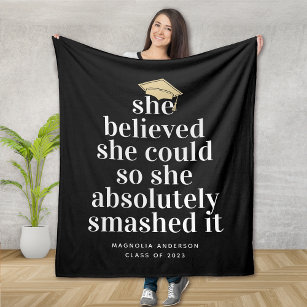 She Believed She Could Graduation Fleece Blanket