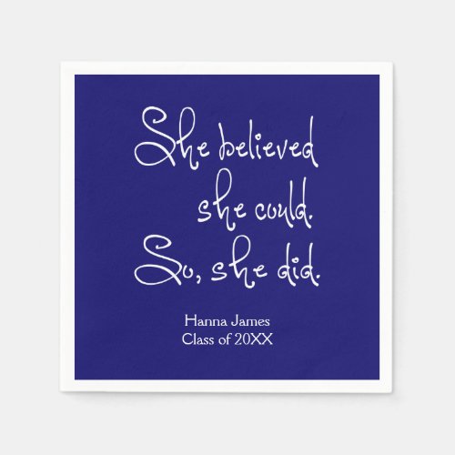 She Believed She Could Graduation Paper Napkins