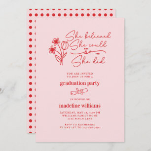 She Believed She Could Graduation Party Invitation