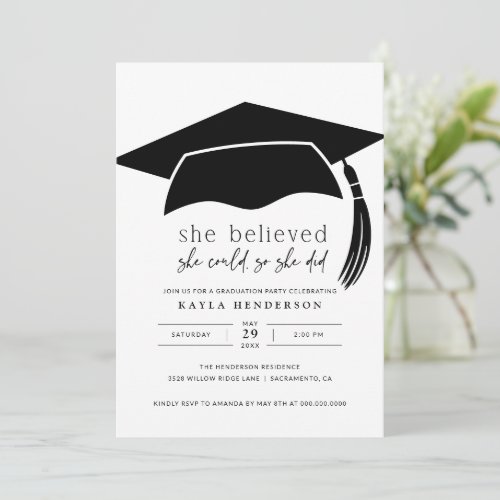 She Believed She Could Graduation Party Invitation