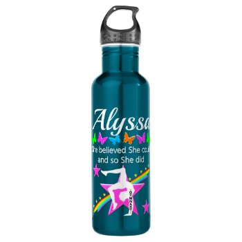 She Believed She Could Gymnast Custom Water Bottle by MySportsStar at Zazzle