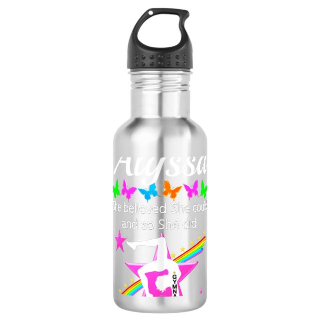 SHE BELIEVED SHE COULD GYMNAST CUSTOM WATER BOTTLE (Front)