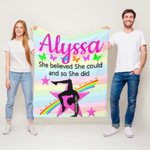 SHE BELIEVED SHE COULD GYMNAST DESIGN FLEECE BLANKET