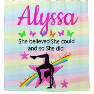 SHE BELIEVED SHE COULD GYMNAST DESIGN SHOWER CURTAIN