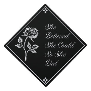 She Believed She Could in Silver Graduation Cap Topper
