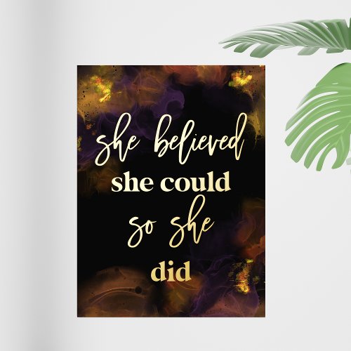 She Believed She Could Inspirational Quote Foil Pr Foil Prints